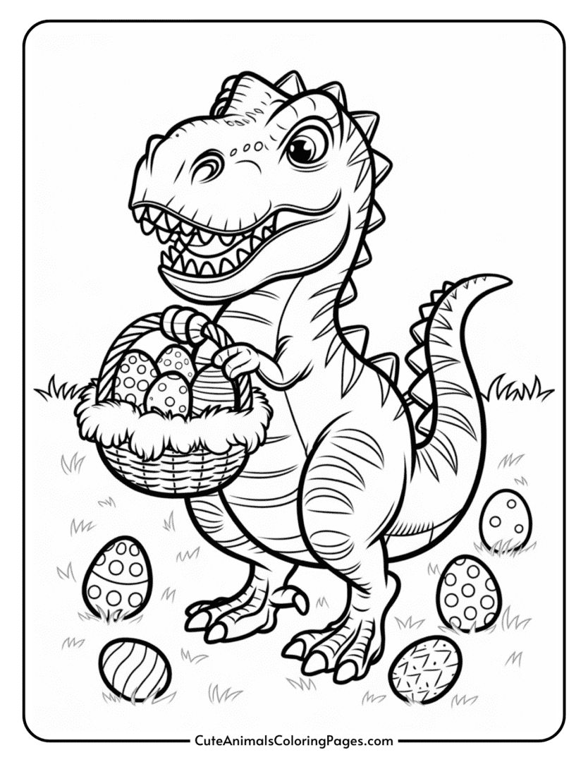 Dinosaur Easter Coloring Pages (15 Free Printable PDF Pages) - Cute