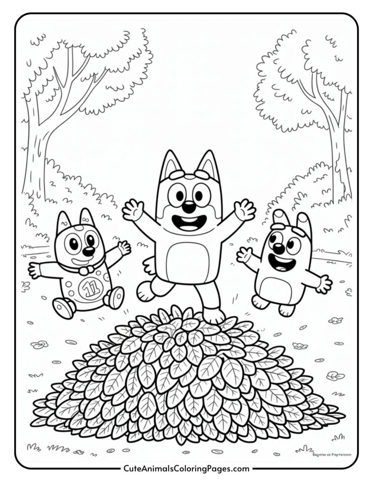 Bluey Fall Coloring Pages (8 Printable PDF Pages) - Cute Animals ...