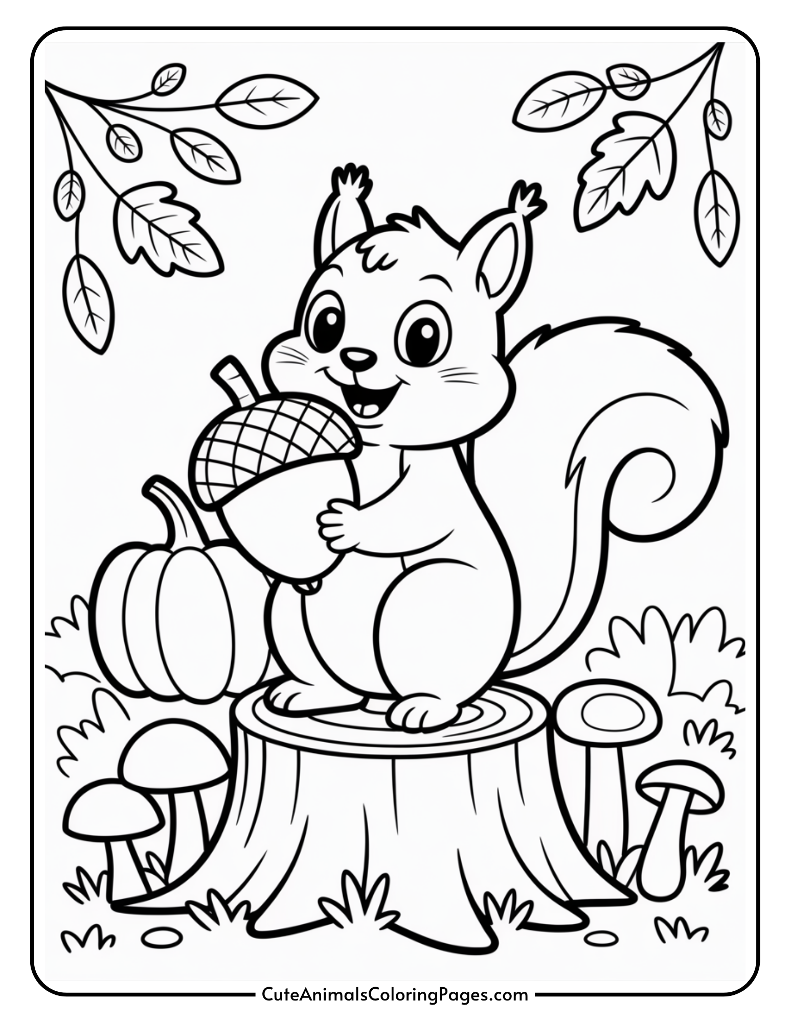 Cute Fall Coloring Pages for Kids (7 Printable PDF Pages) Cute