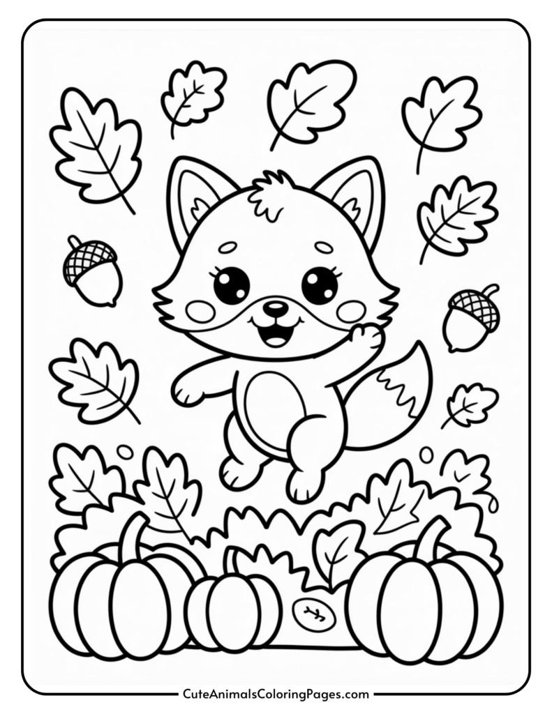 Cute Fall Coloring Pages for Kids (7 Printable PDF Pages) - Cute