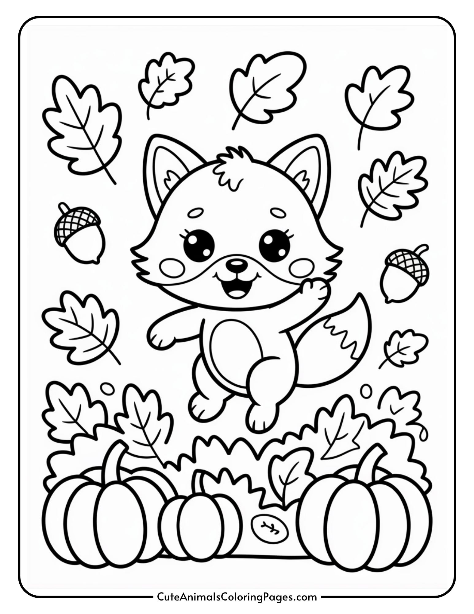 Cute Fall Coloring Pages for Kids (7 Printable PDF Pages) - Cute