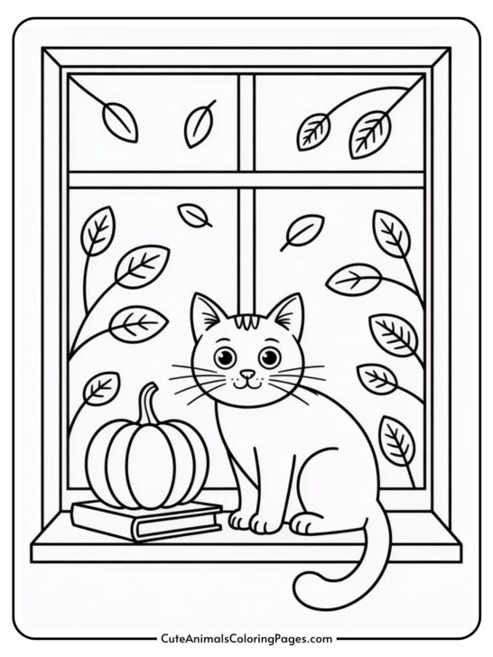 Fall Cat Coloring Pages to Color (9 Free Printables)