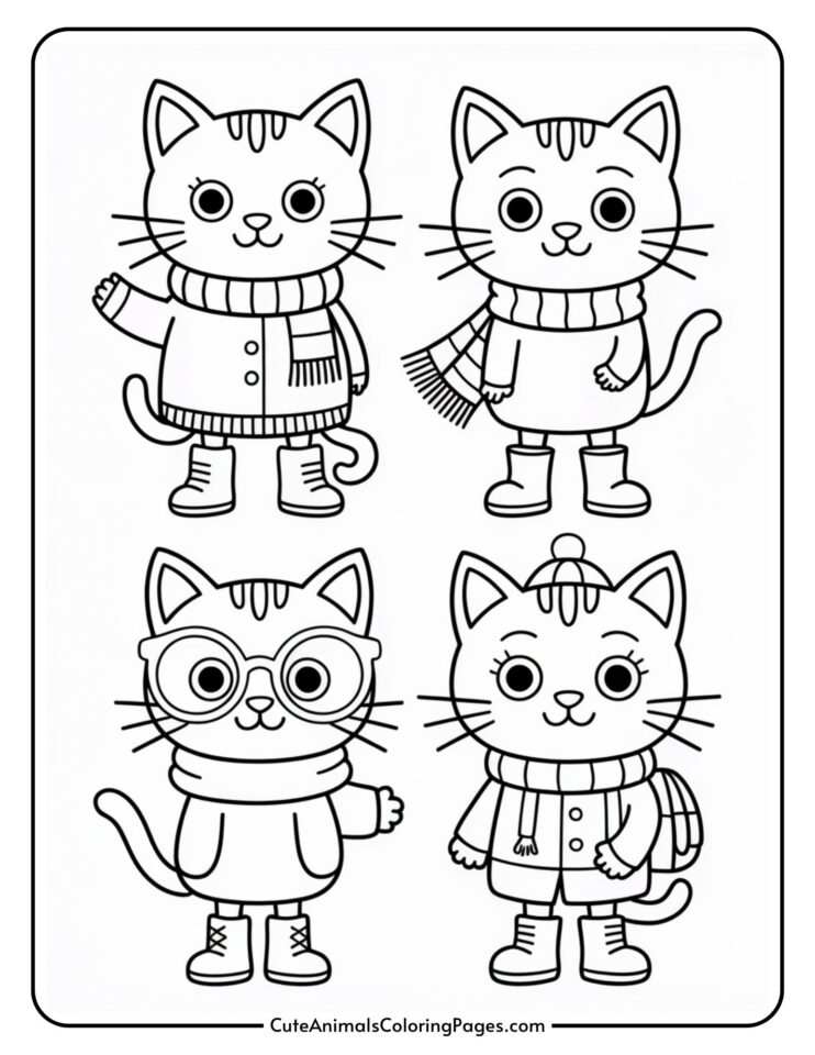 Fall Cat Coloring Pages to Color (9 Free Printables) - Cute Animals ...