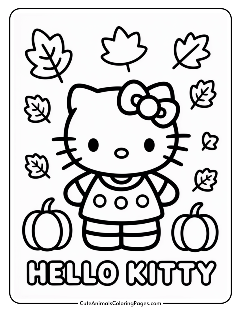 Fall Hello Kitty Coloring Pages (10 PDF Pages) - Cute Animals Coloring ...
