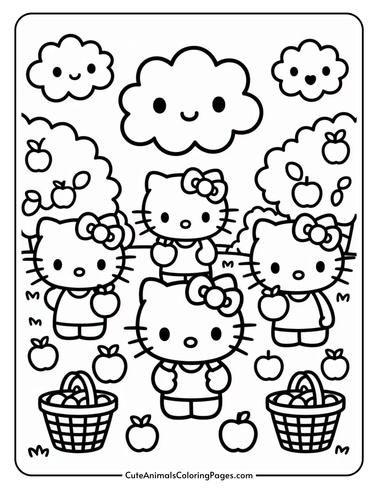 Fall Hello Kitty Coloring Pages (10 PDF Pages) - Cute Animals Coloring ...