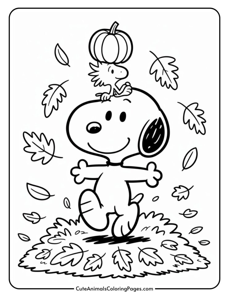 Fall Snoopy Coloring Pages (6 Free Printable Pages) - Cute Animals ...
