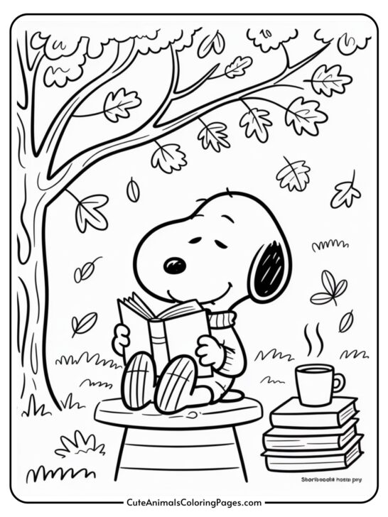 Fall Snoopy Coloring Pages (6 Free Printable Pages)