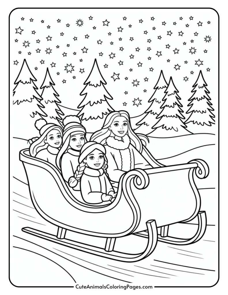 Christmas Barbie Coloring Pages (10 Pages To Color) Cute Animals Christmas Barbie Coloring Pages (10 Pages To Color) Cute Animals