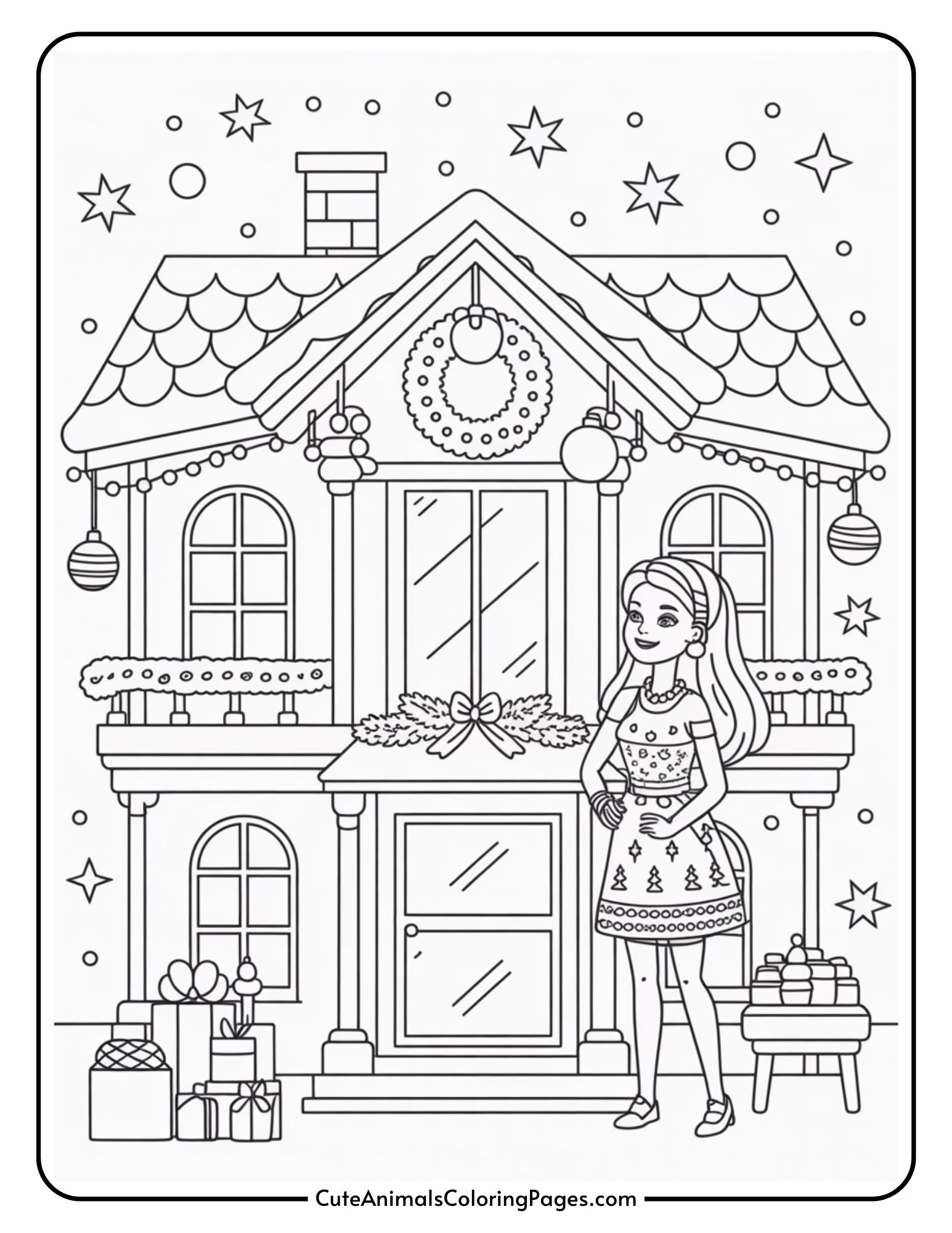 Christmas Barbie Coloring Pages (10 Pages To Color) - Cute Animals