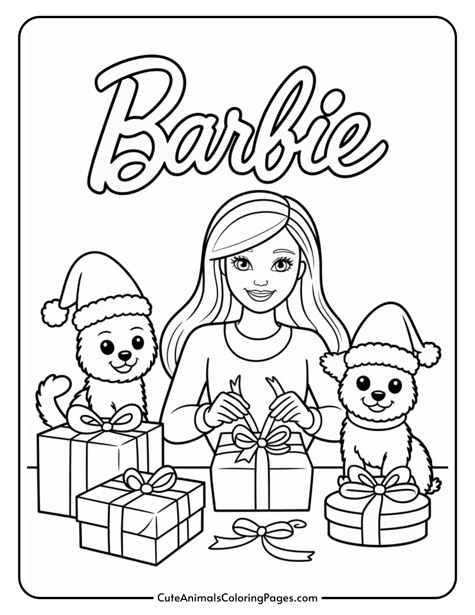 Christmas Barbie Coloring Pages (10 Pages To Color) Cute Animals