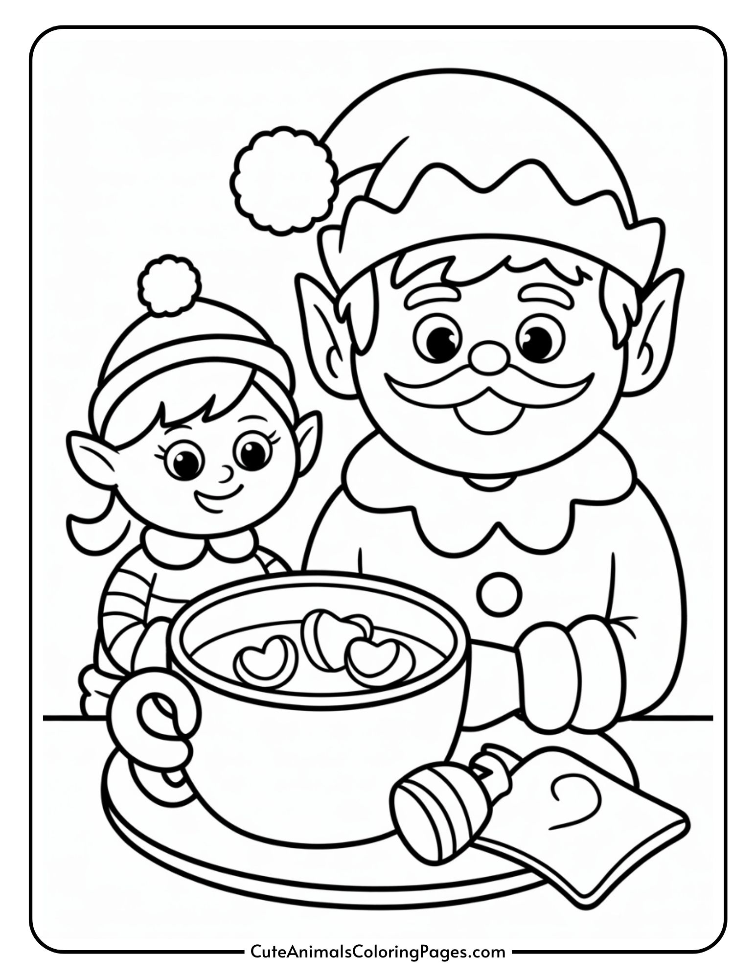 Christmas Elf Coloring Pages (8 PDF Pages To Color) - Cute Animals ...