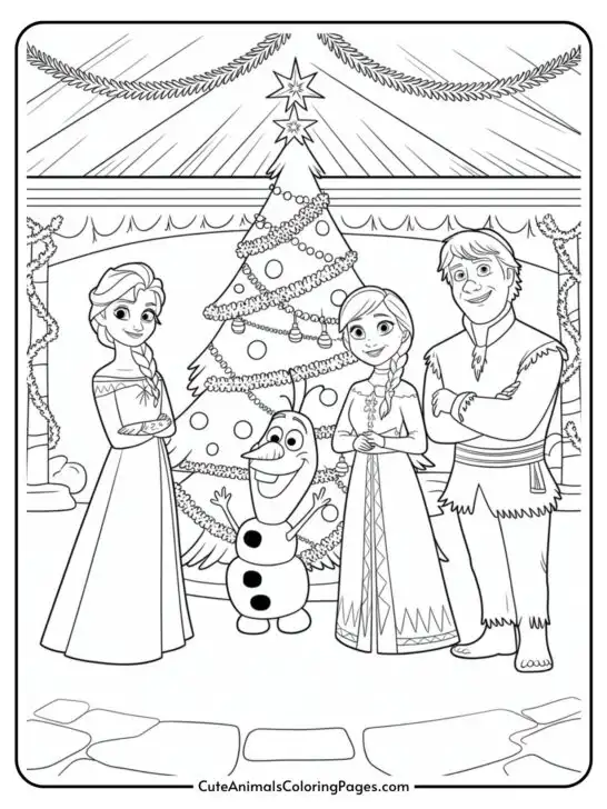 Christmas Frozen Coloring Pages (10 Pages To Print)