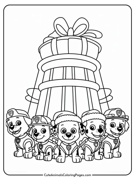 Free Printable Paw Patrol Christmas Coloring Pages (9 Sheets)