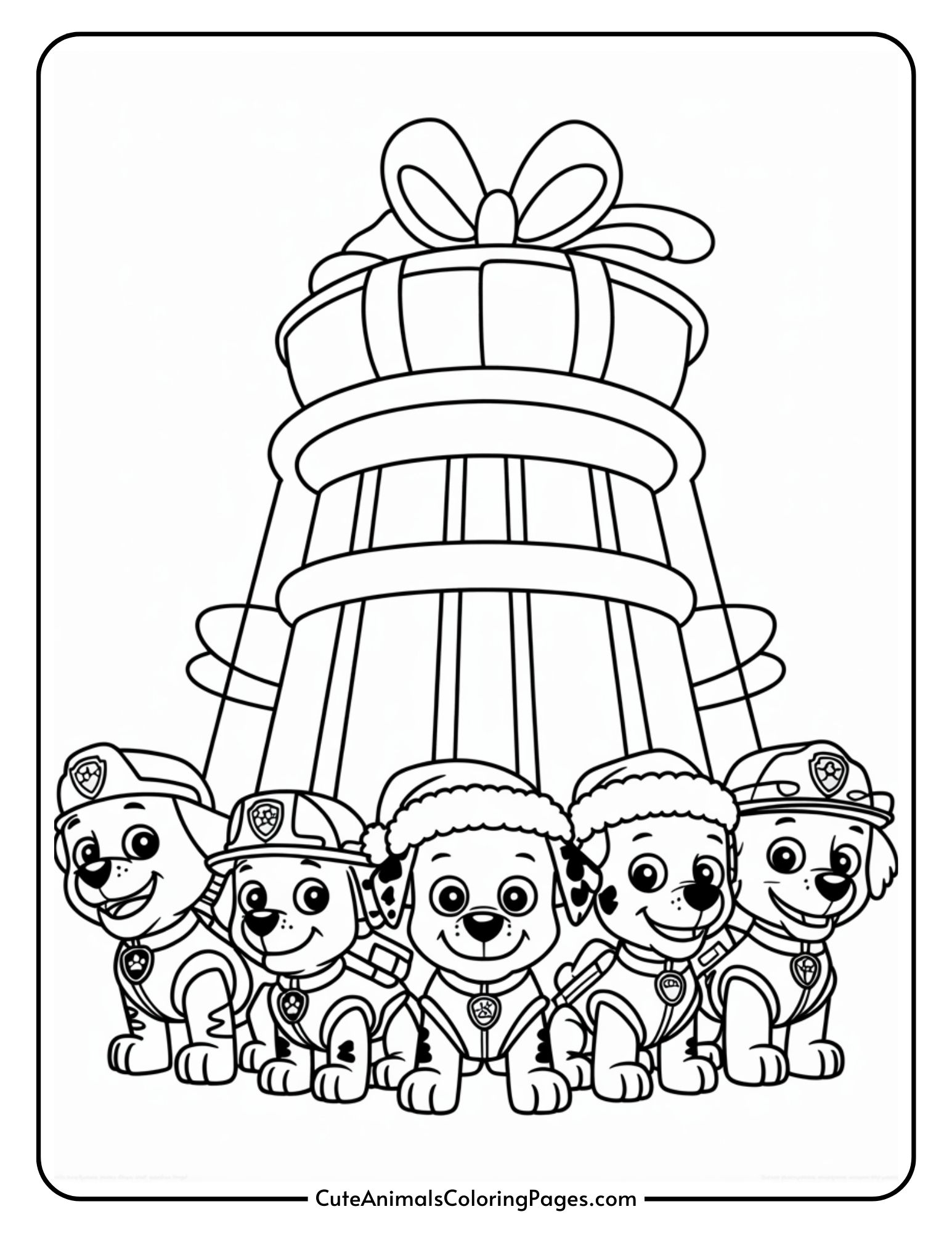 Free Paw Patrol Christmas Coloring Pages (9 Pages) - Coloring Feel