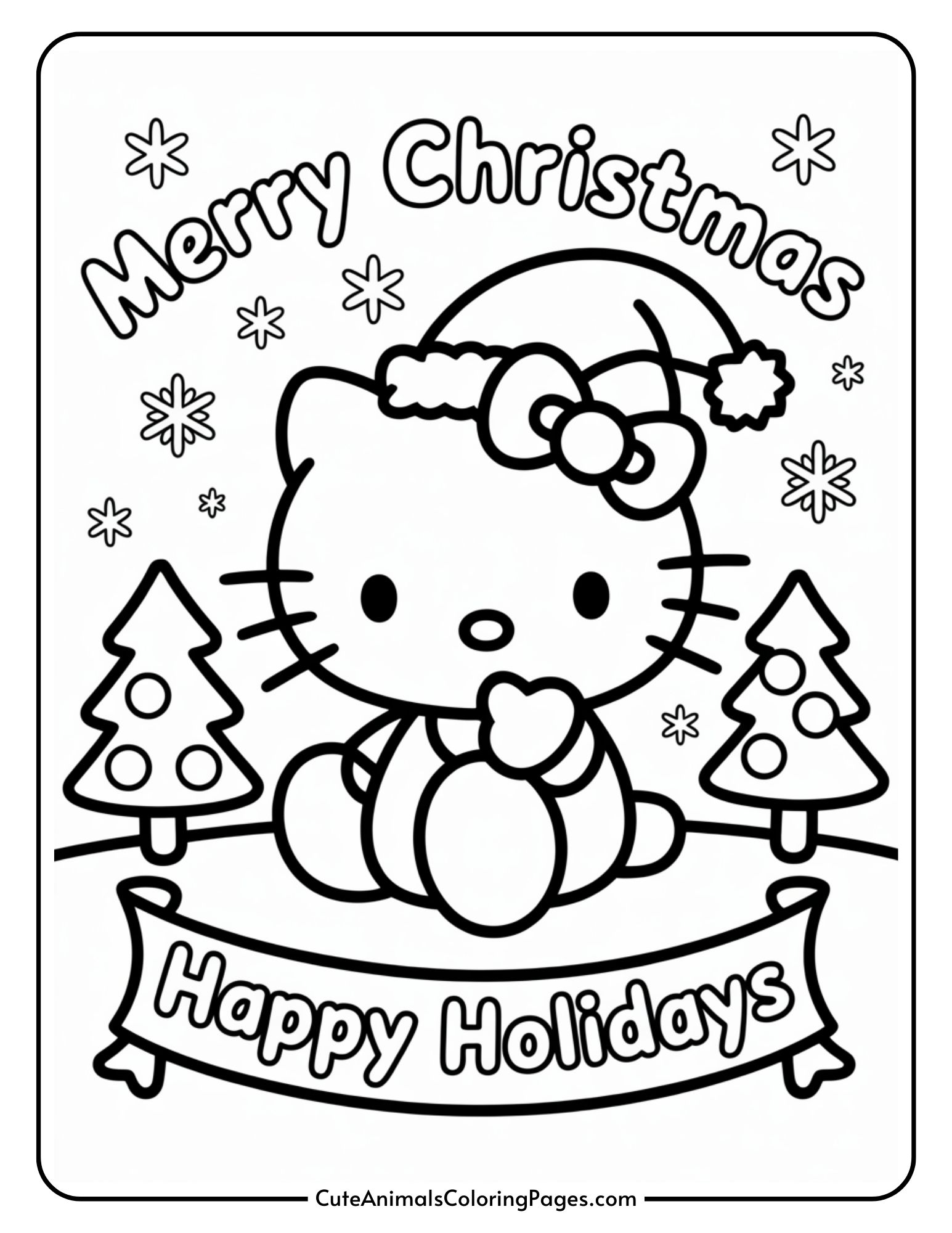 Hello Kitty Christmas Coloring Pages Printable (10 Sheets) Cute