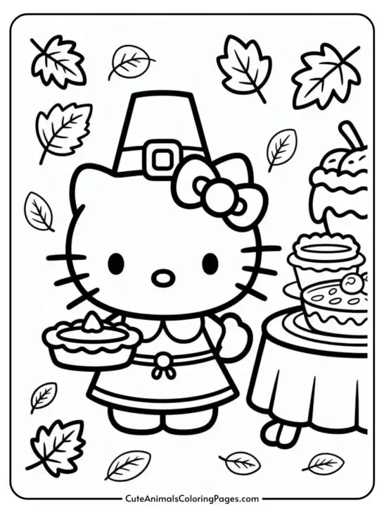 Hello Kitty Coloring Pages Thanksgiving (8 PDF Pages)