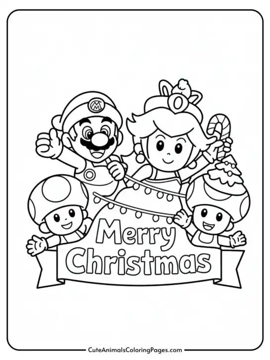 Mario Christmas Coloring Pages (8 Printable Pages)
