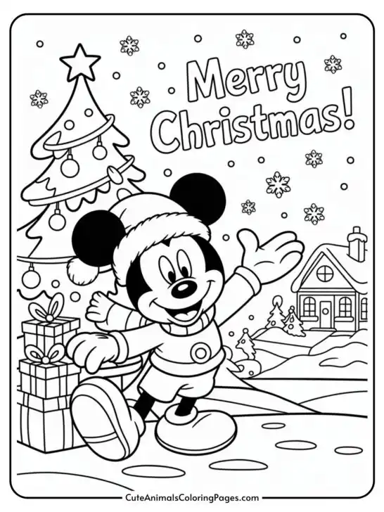 Mickey Mouse Christmas Coloring Pages (9 Printable Pages)