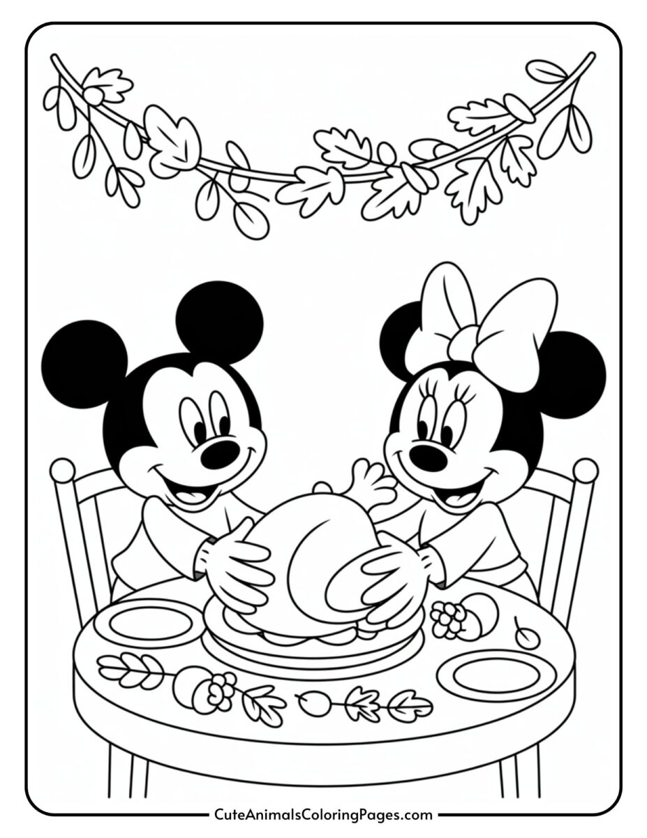 Mickey Mouse Thanksgiving Coloring Page (9 Coloring Sheets) - Cute ...