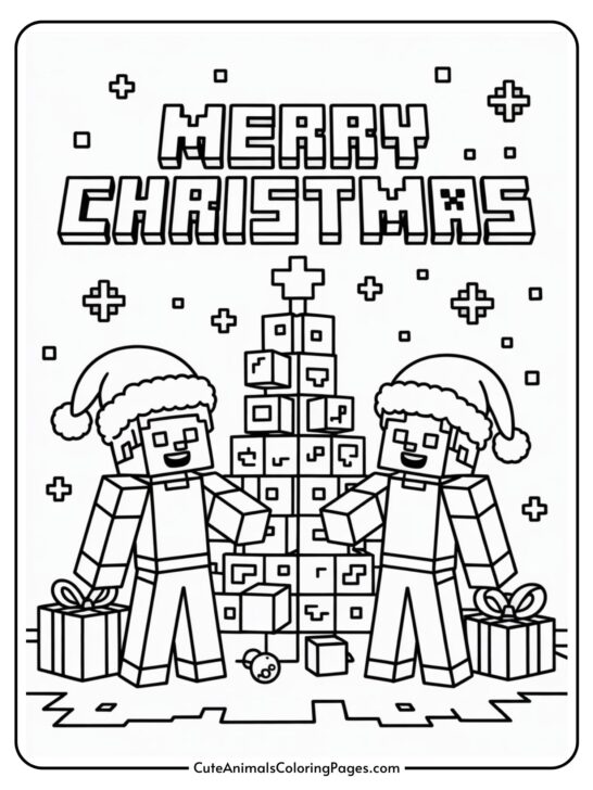 Minecraft Christmas Coloring Pages (7 Pages To Color)