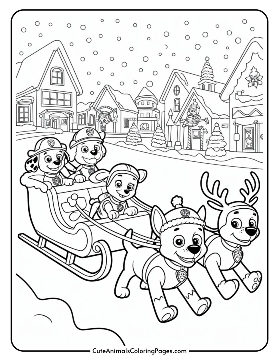 Paw Patrol Christmas Coloring Pages (10 Coloring Pages) - Coloring Feel