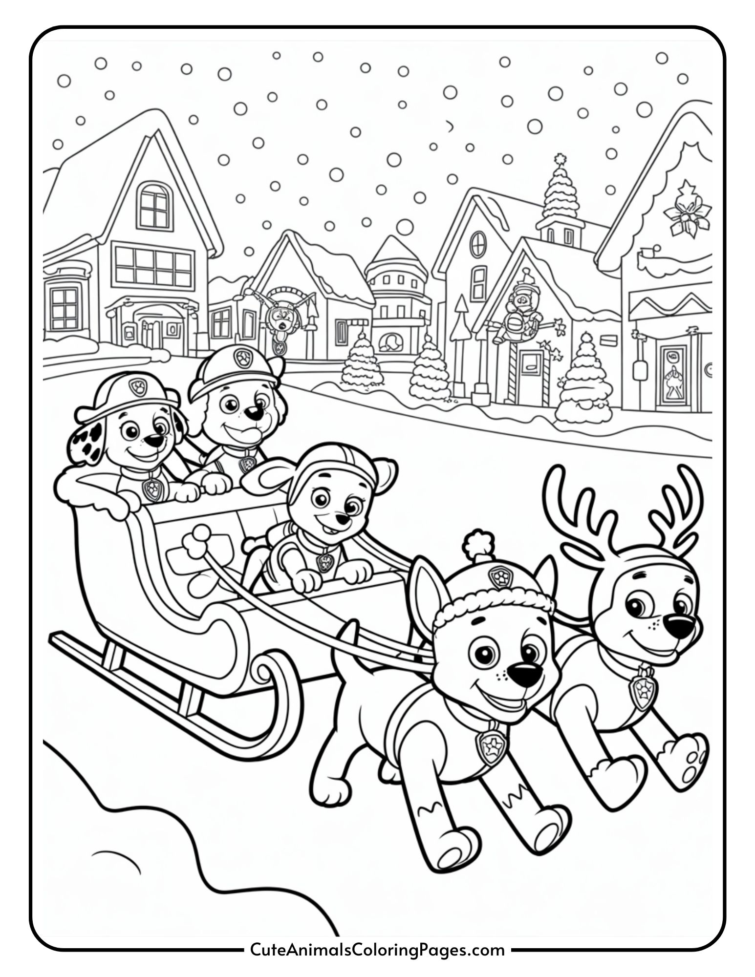 Paw Patrol Christmas Coloring Pages (10 Coloring Sheets) Cute Animals