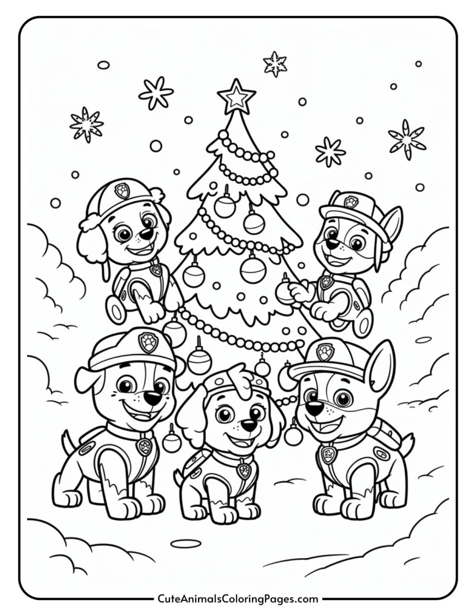 Paw Patrol Christmas Coloring Pages (10 Coloring Sheets) - Cute Animals ...
