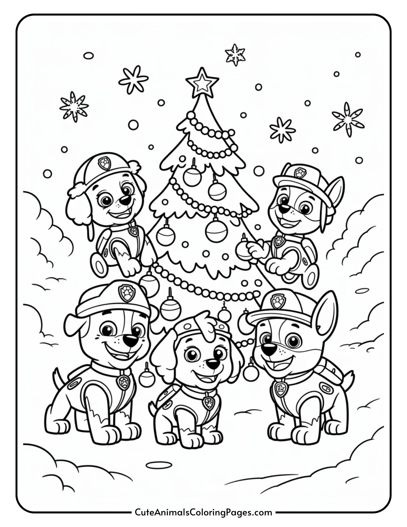 Paw Patrol Christmas Coloring Pages (10 Coloring Sheets) - Cute Animals ...