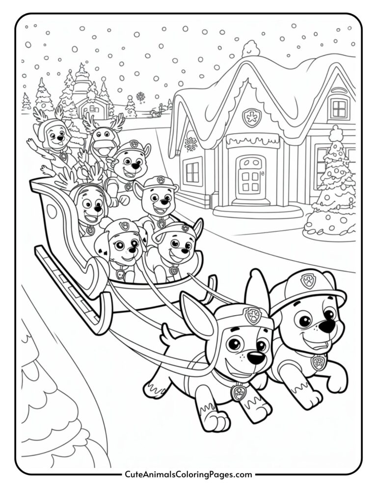 Paw Patrol Christmas Coloring Pages (10 Coloring Sheets) - Cute Animals