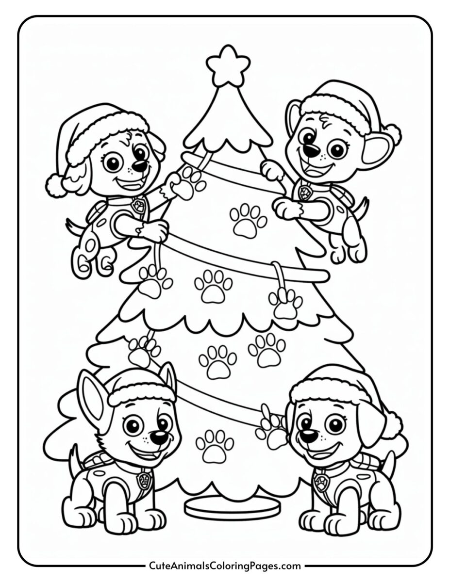 Paw Patrol Christmas Coloring Pages (10 Coloring Sheets) - Cute Animals ...