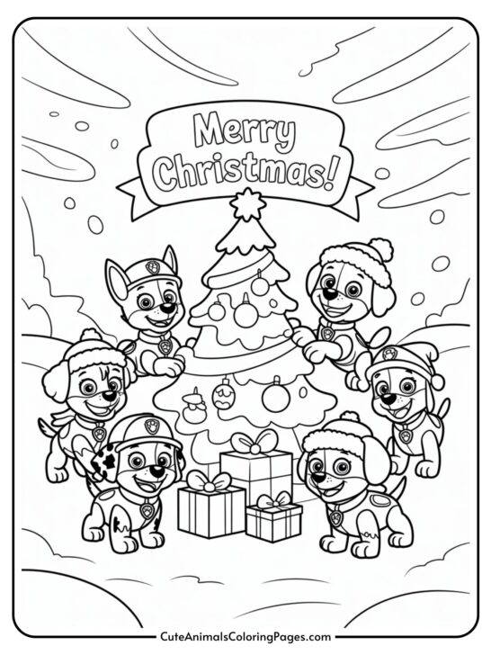 Paw Patrol Christmas Coloring Pages (10 Coloring Sheets)