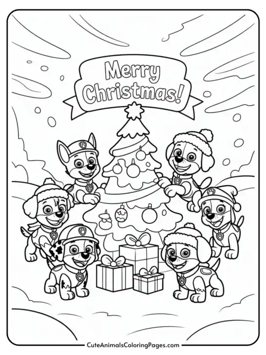 Paw Patrol Christmas Coloring Pages (10 Coloring Sheets)