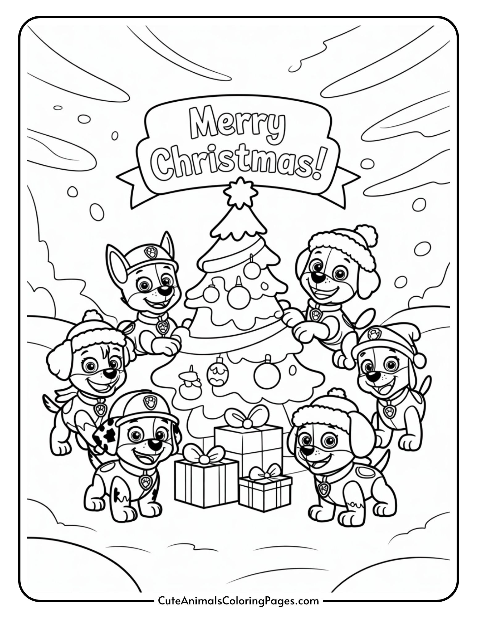 Paw Patrol Christmas Coloring Pages (10 Coloring Sheets) - Cute Animals