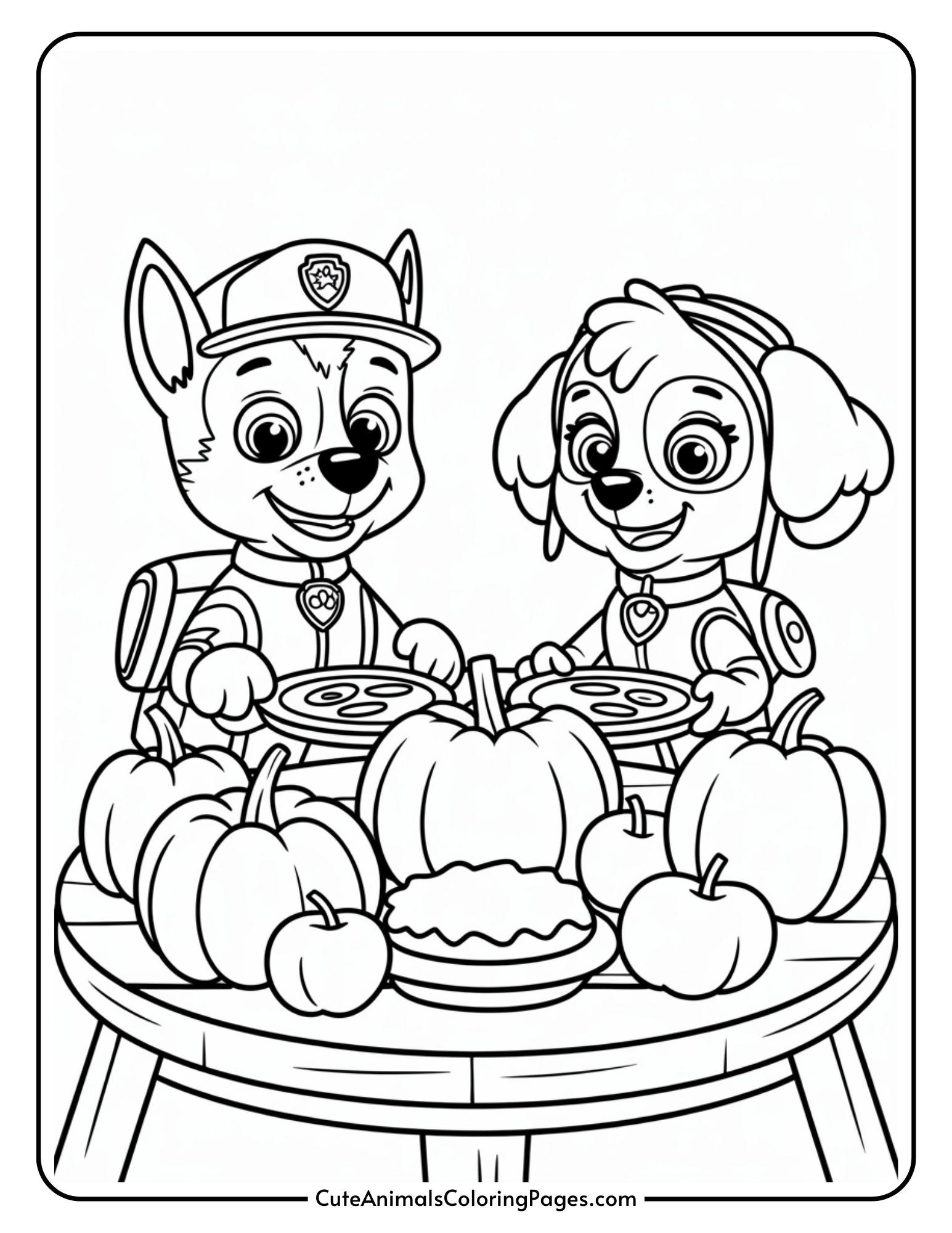 Paw Patrol Thanksgiving Coloring Pages (9 Sheets To Color) - Cute