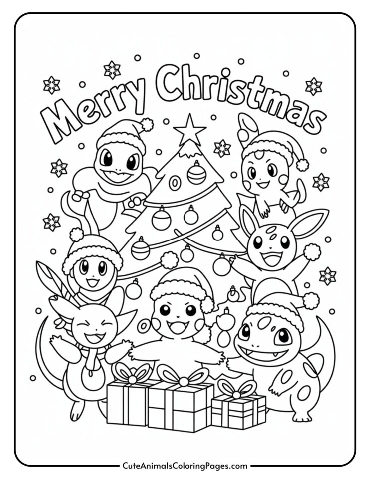 Pokemon Christmas Coloring Pages (11 Coloring Sheets) - Cute Animals ...