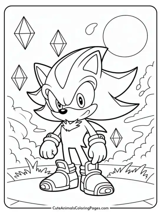 Shadow The Hedgehog Coloring Pages (12 Sheets To Color)