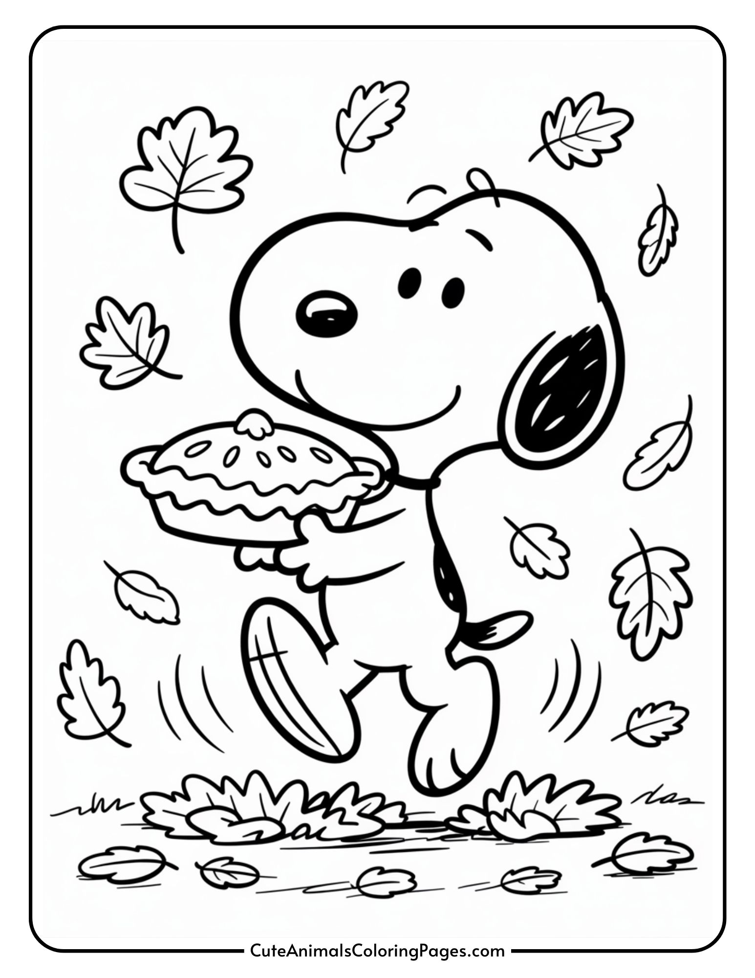Snoopy Thanksgiving Coloring Pages (7 Pages To Print) - Cute Animals ...