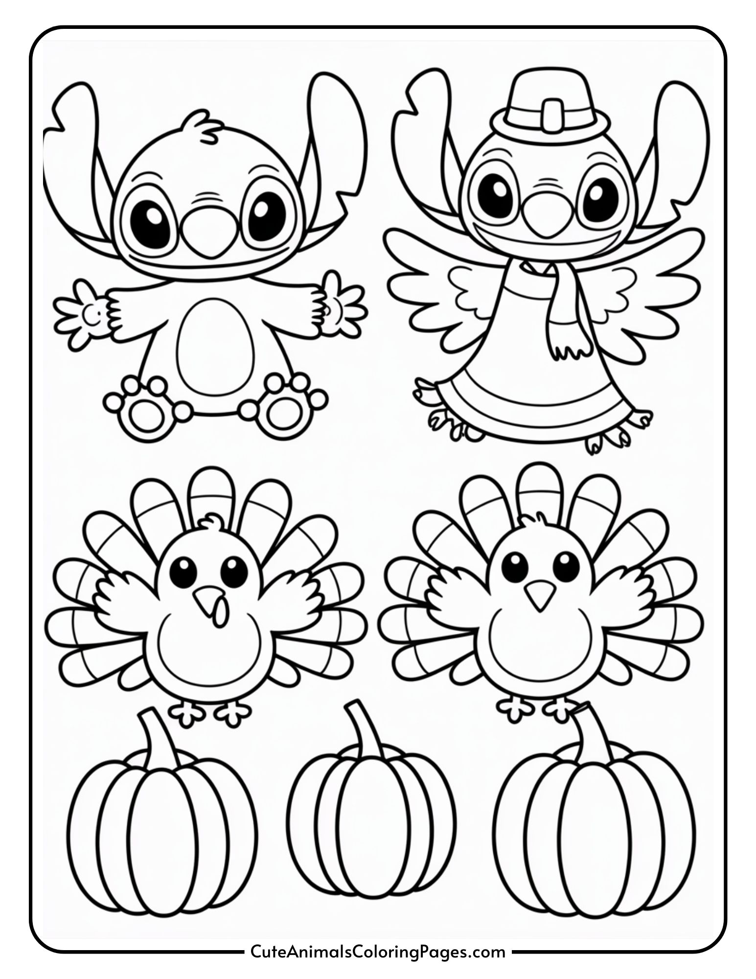 Thanksgiving color pages (10 Pages for printing) - Coloring Feel