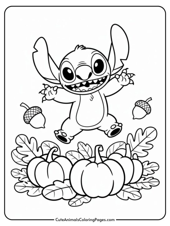 Stitch Thanksgiving Coloring Pages (10 Pages To Print)