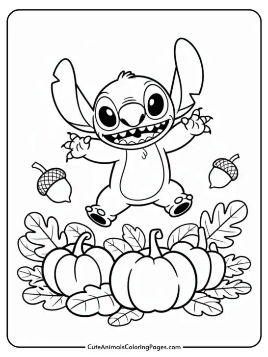 Stitch Thanksgiving Coloring Pages (10 Pages To Print)