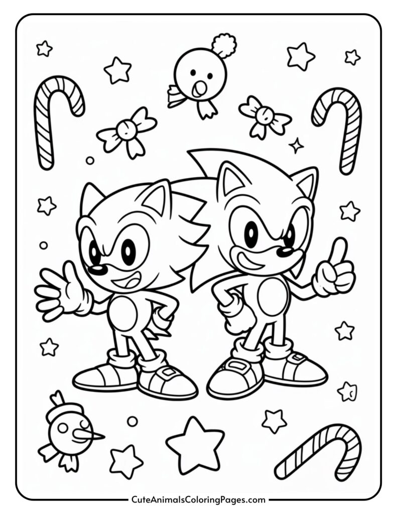 The two carton's cartoon characteristics surrounded by the nose surrounded by the stars, and small creatures such as birds in the design design.