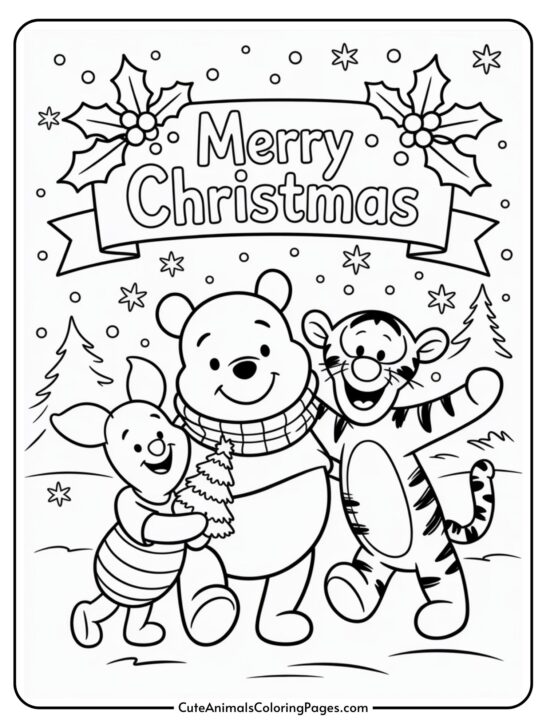 Winnie The Pooh Christmas Coloring Pages (11 Coloring Sheets)