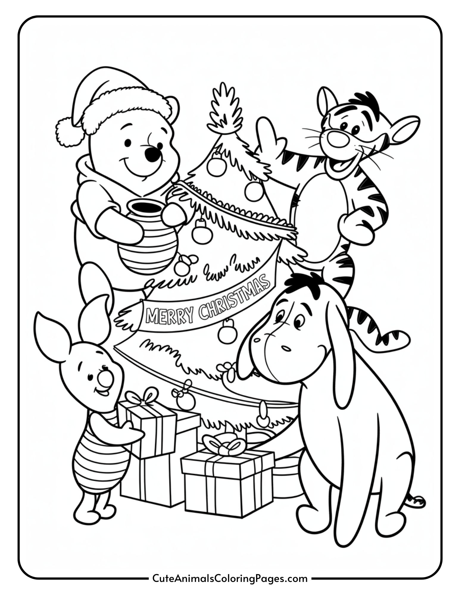 Winnie The Pooh Christmas Coloring Pages (11 Coloring Sheets) - Cute ...