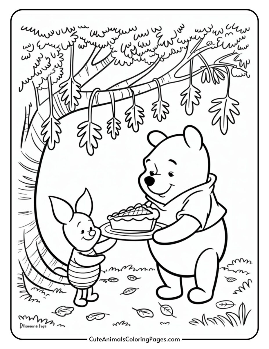Winnie The Pooh Thanksgiving Coloring Pages (7 Sheets To Color)