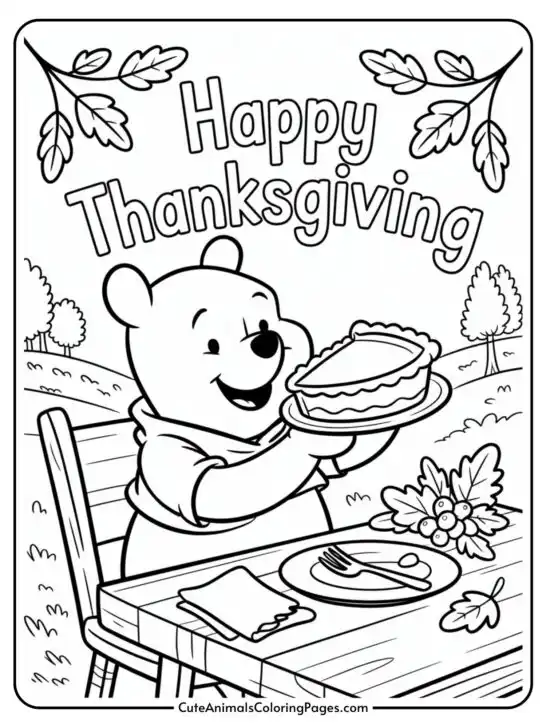 Winnie The Pooh Thanksgiving Coloring Pages (7 Sheets To Color)