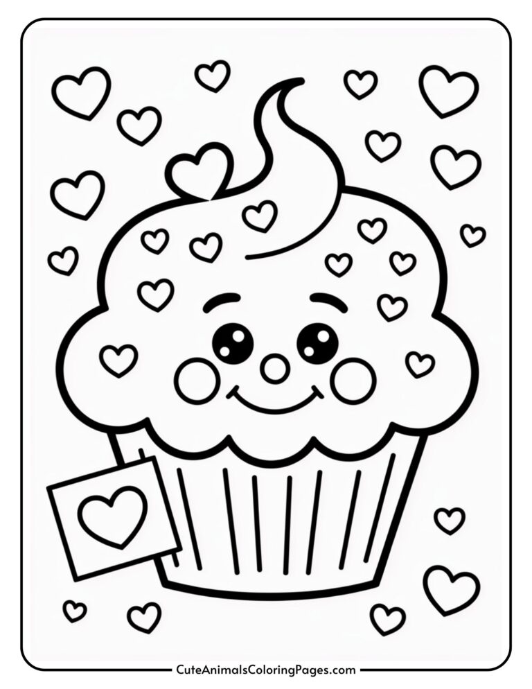 Cute Coloring Pages For Valentines Day (20 PDF Pages) - Cute Animals