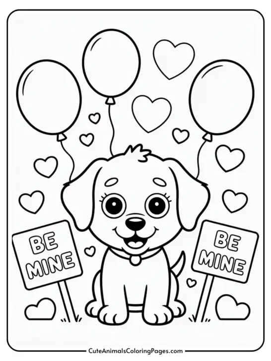 Dog Valentine Coloring Pages (10 Coloring Sheets)