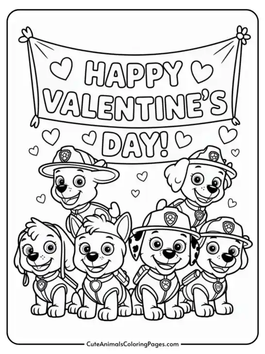Paw Patrol Valentines Coloring Pages (5 Pages To Color)