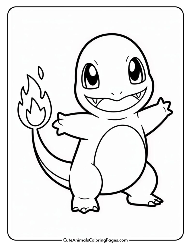 A cute cartoon firecracker, with a flaming tail, smiles and stretches out its arms.