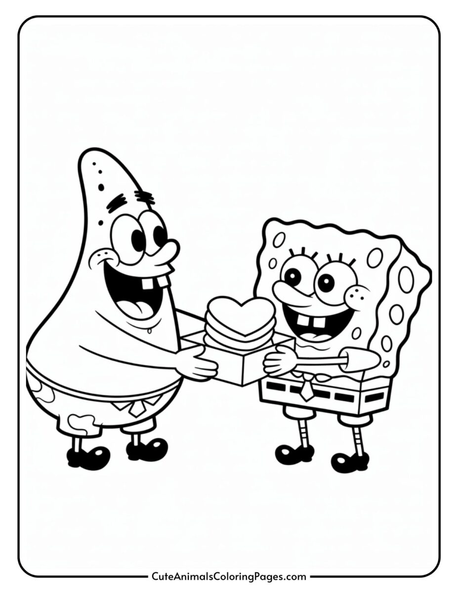Valentimes Sponge SpongeBob Valentines Coloring Pages (10 Sheets To Color) - Cute Animals ...